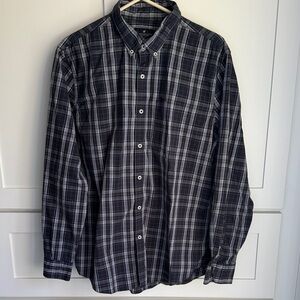 American Eagle Outfitters Blue and Gray Plaid Shirt